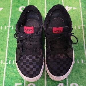 Vans Kids Black and Red Checkered Sneakers